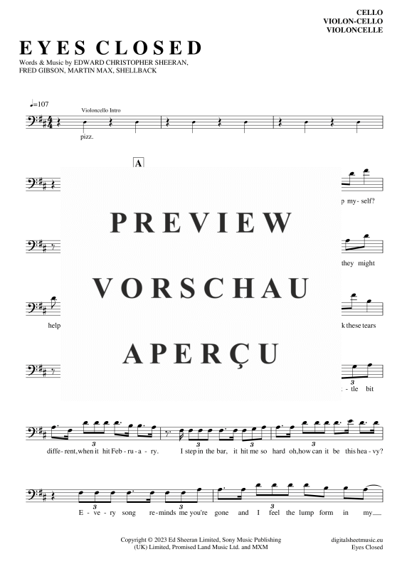 Produktgalerie: Seite 2 von 5 Eyes Closed, Sheeran, Ed, (Violoncello)