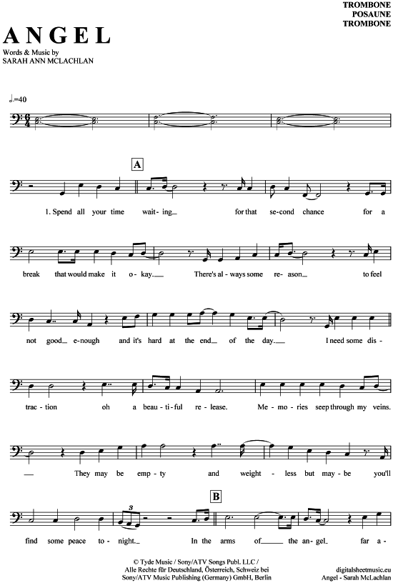 Product gallery: Page 1 of 4 Angel , McLachlan, Sarah, (Posaune / Bariton)