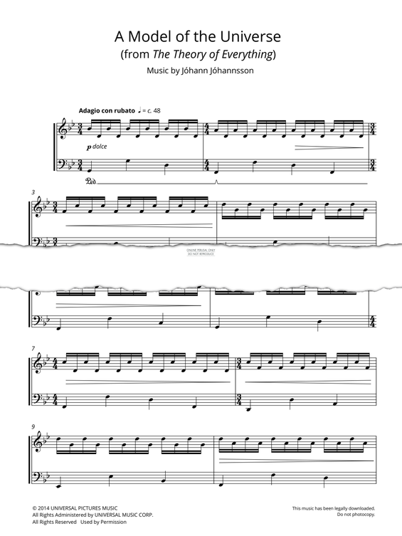 Produktgalerie: Seite 1 von 1 A Model Of The Universe (from 'The Theory Of Everything'), Jóhann Jóhannsson, Klavier