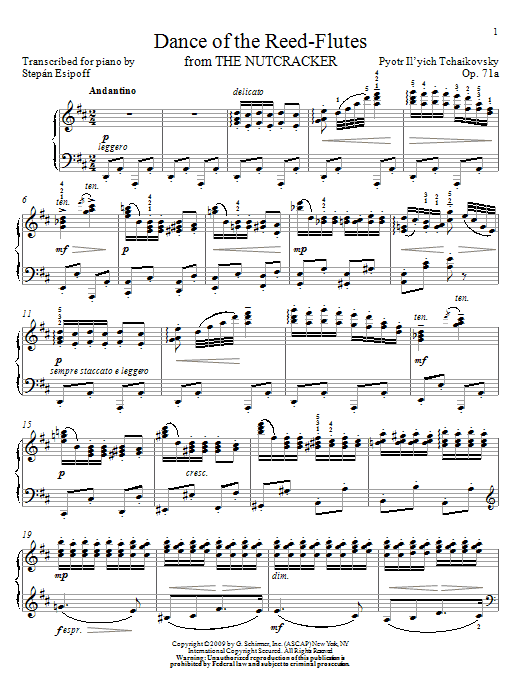 Product gallery: Page 1 of 1 Dance Of The Reed-Flutes (from The Nutcracker), Pyotr Il'yich Tchaikovsky