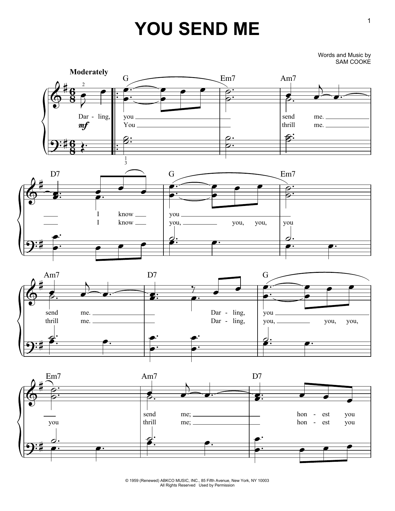 Produktgalerie: Seite 1 von 1 You Send Me, Sam Cooke, Klavier