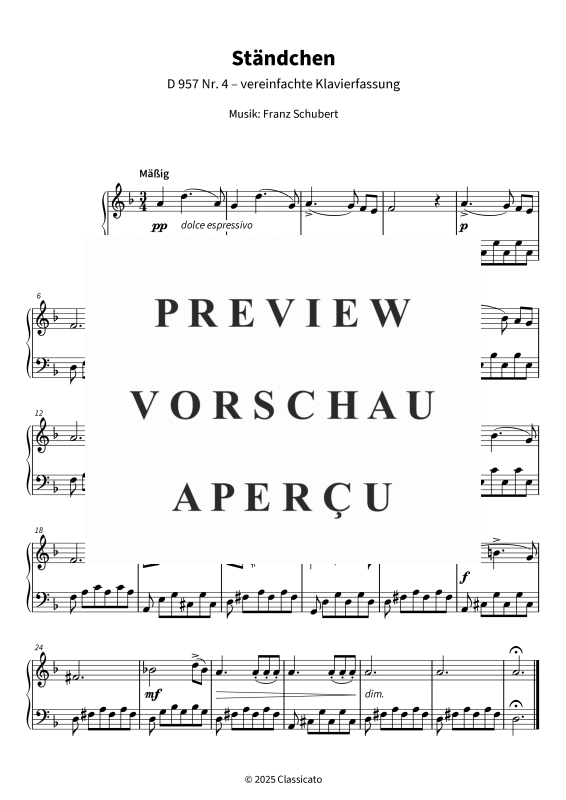 gallery: Ständchen - D 957 Nr. 4 - vereinfachte Klavierfassung, , Klavier Solo