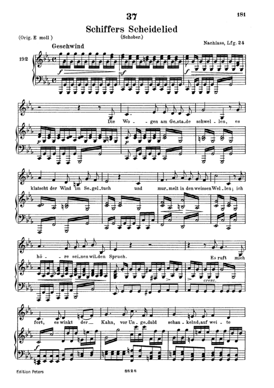 Product picture to: Schiffers Scheidelied D.910Franz Schubert