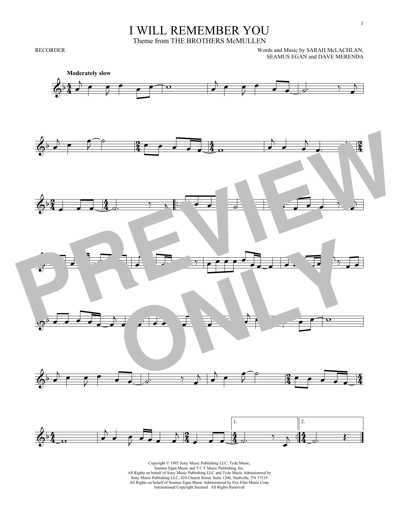 Product gallery: Page 1 of 1 I Will Remember You, Sarah McLachlan