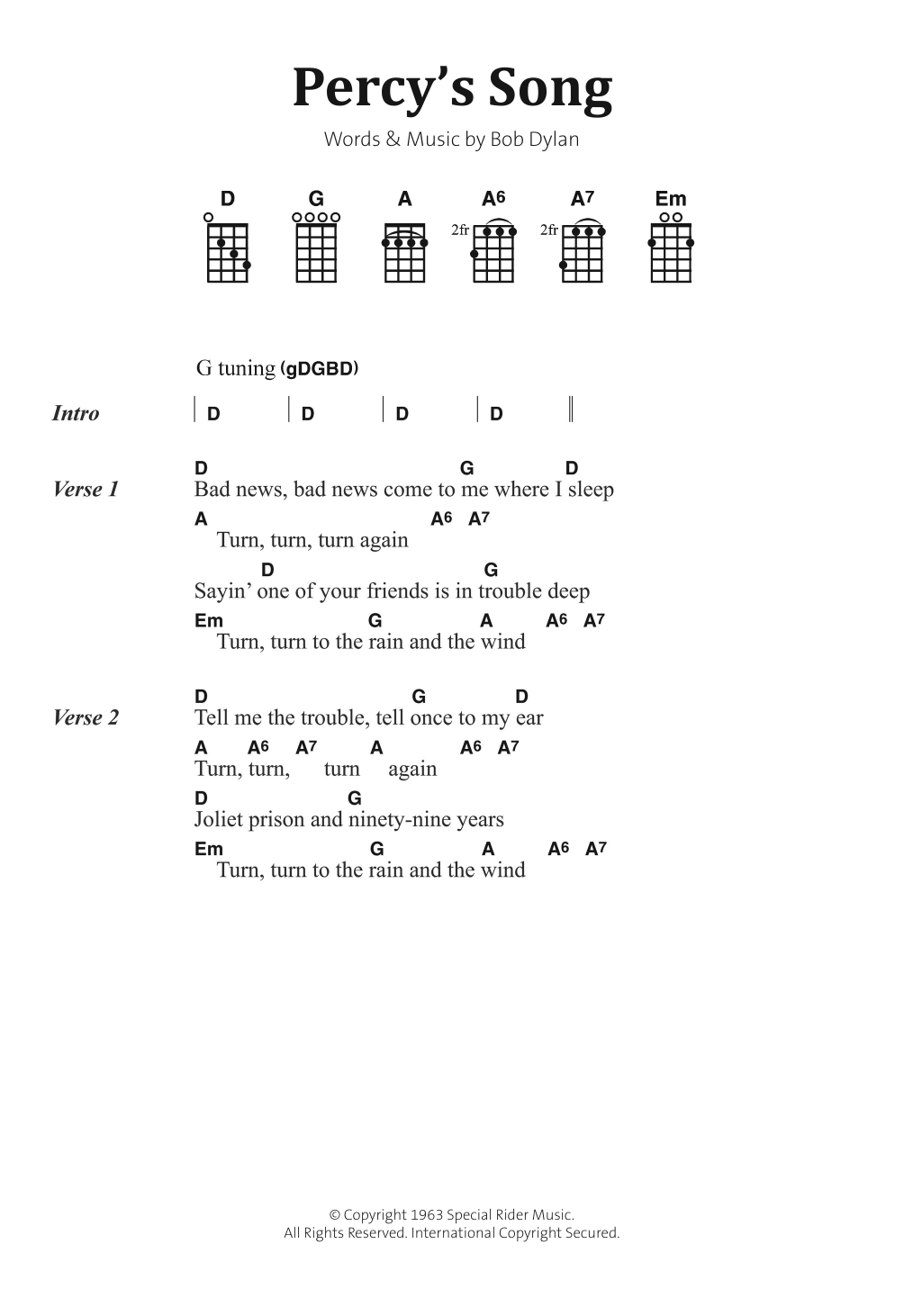 Produktgalerie: Seite 1 von 1 Percy's Song, Bob Dylan, Gesang, Gitarre, Klavier
