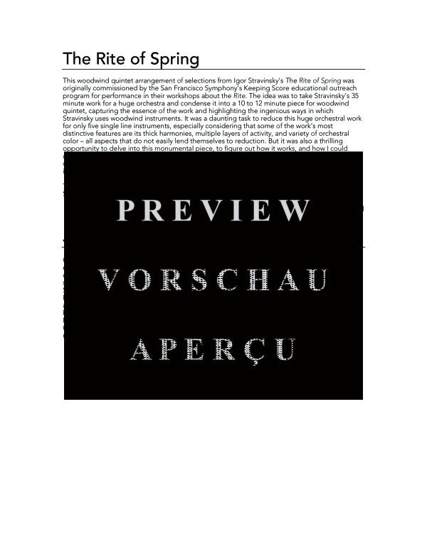 Produktgalerie: Seite 4 von 11 Rite of Spring for, The , , (Holzbläser Quintett)