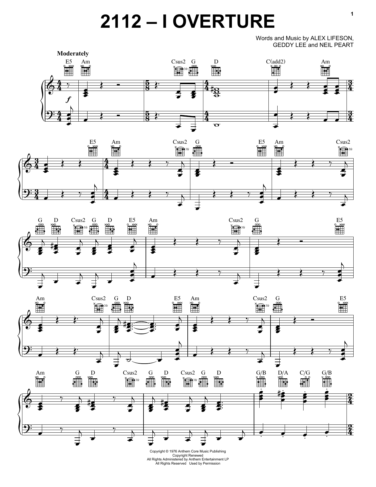 Produktgalerie: Seite 1 von 1 2112 - I. Overture, Rush, Gesang, Gitarre, Klavier