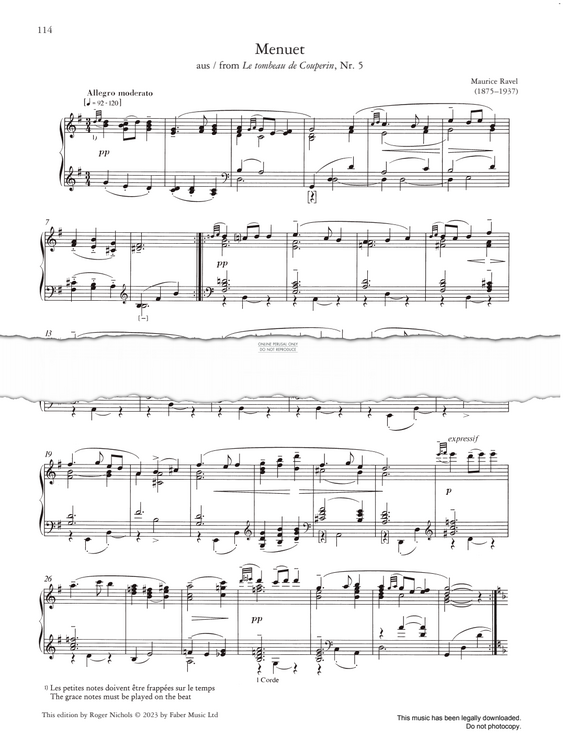 Produktgalerie: Seite 1 von 1 Menuet (Le tombeau de Couperin, No. 5), Maurice Ravel, Klavier