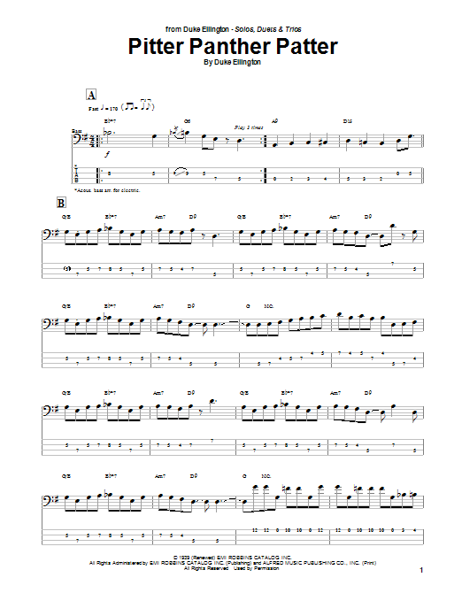Produktgalerie: Seite 1 von 1 Pitter Panther Patter, Duke Ellington, E-Bass