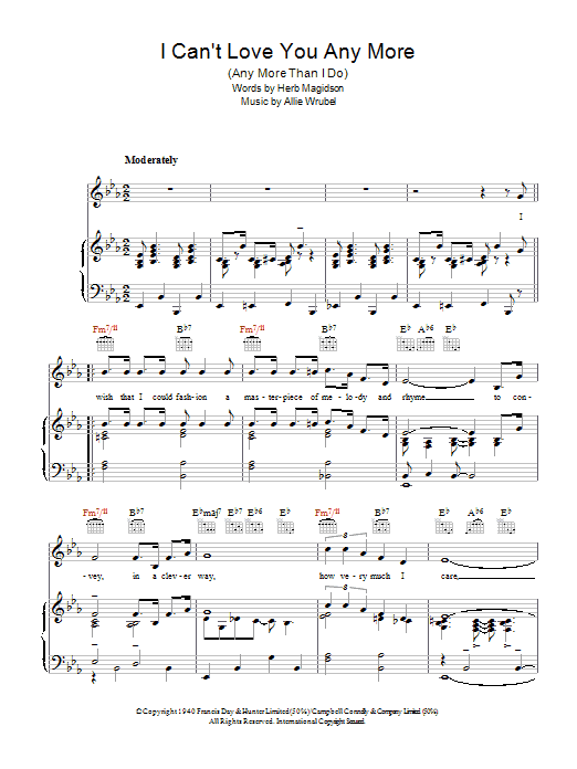 Product gallery: Page 1 of 1 I Can't Love You Any More (Any More Than I Do), Allie Wrubel