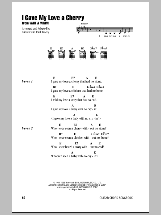 Produktgalerie: Seite 1 von 1 I Gave My Love A Cherry (The Riddle Song), Traditional, Gitarre