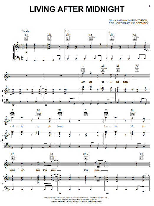 Produktgalerie: Seite 1 von 1 Living After Midnight, Judas Priest, Gesang, Gitarre, Klavier