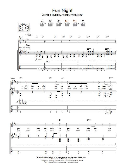 Produktgalerie: Seite 1 von 1 Fun Night, Andrew W.K., Gitarre