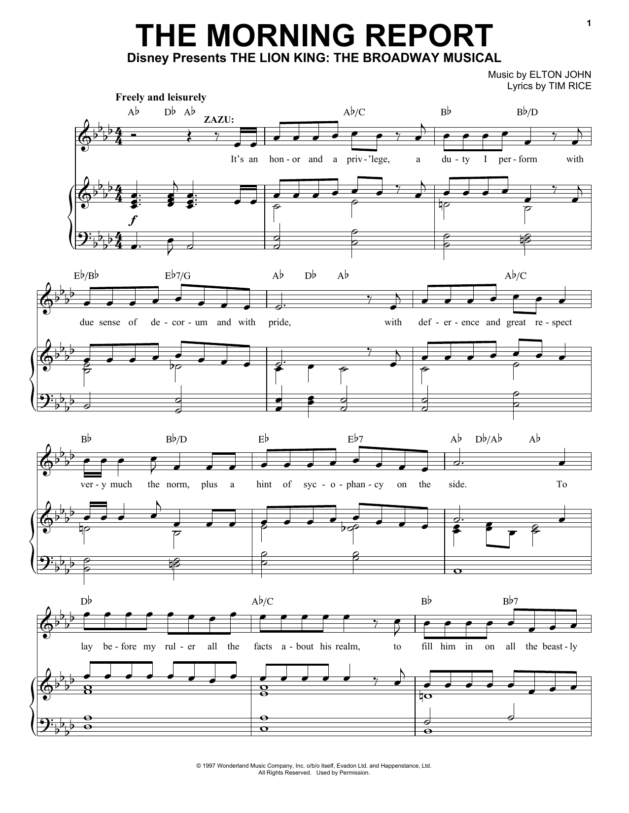 Produktbild zu: The Morning Report (from The Lion King: Broadway Musical)
