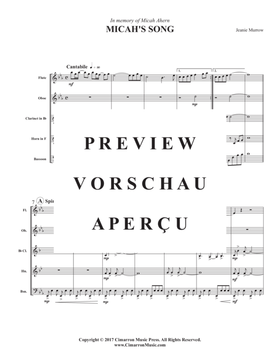 Produktgalerie: Seite 4 von 17 Micha´s Song , , (Holzbläserquintett)