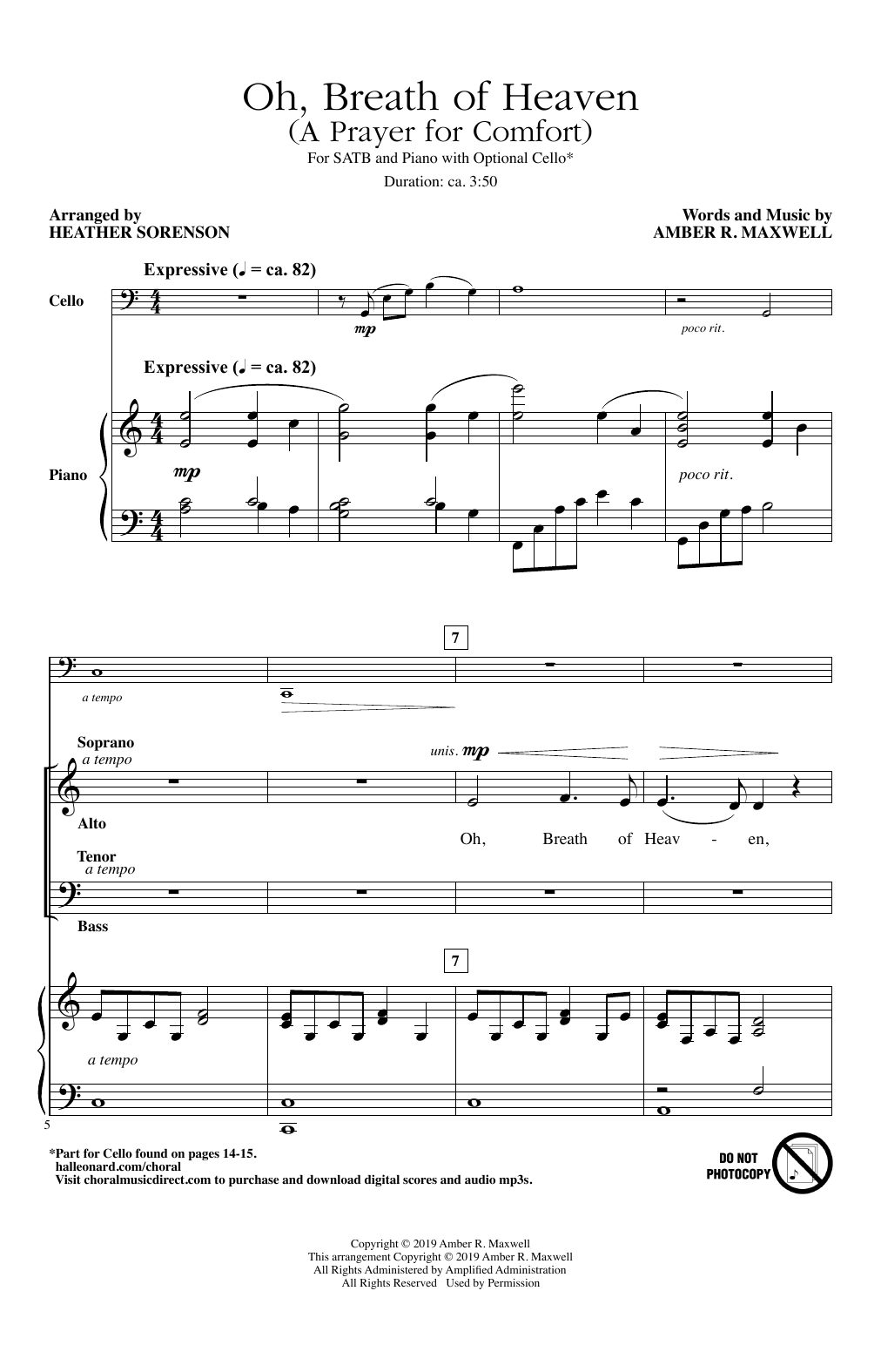 Product gallery: Page 1 of 1 Oh, Breath Of Heaven (A Prayer For Comfort) (arr. Heather Sorenson), Amber R. Maxwell