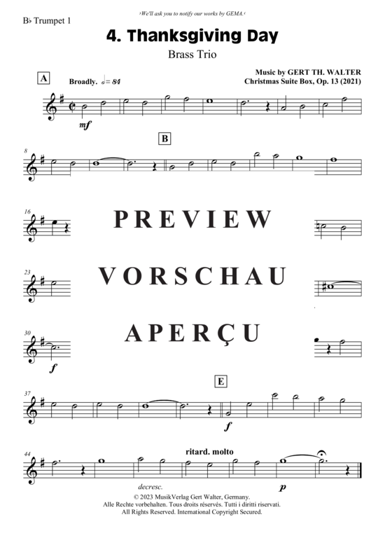 gallery: Thanksgiving Day , , (Blechbläser Trio - 2x Trompete in B + Posaune)