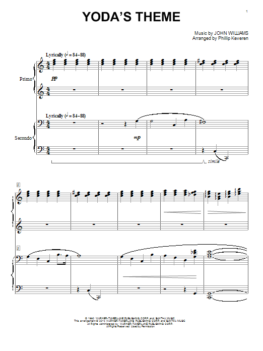 Product picture to: Yoda's Theme (from Star Wars: The Empire Strikes Back) (arr. Phillip Keveren)