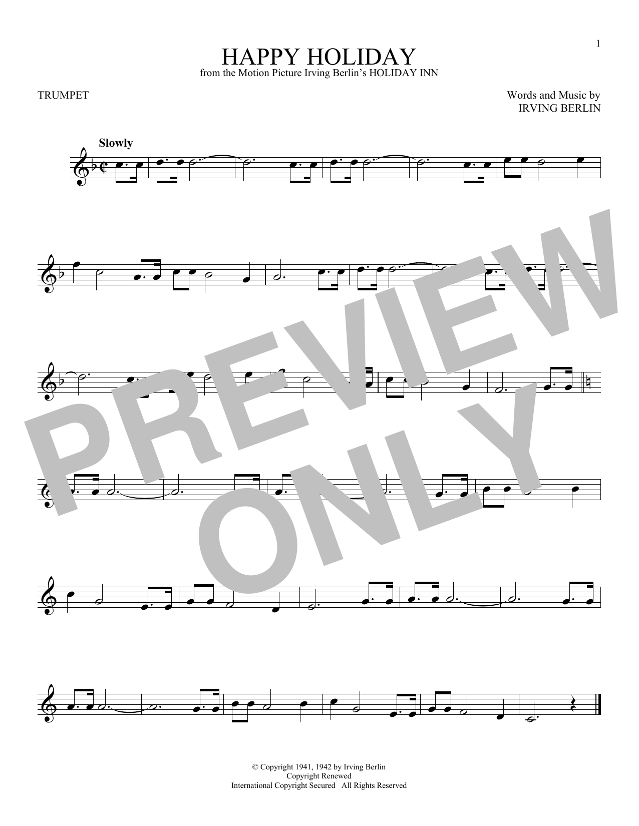 Produktgalerie: Seite 1 von 1 Happy Holiday, Irving Berlin, Trompete