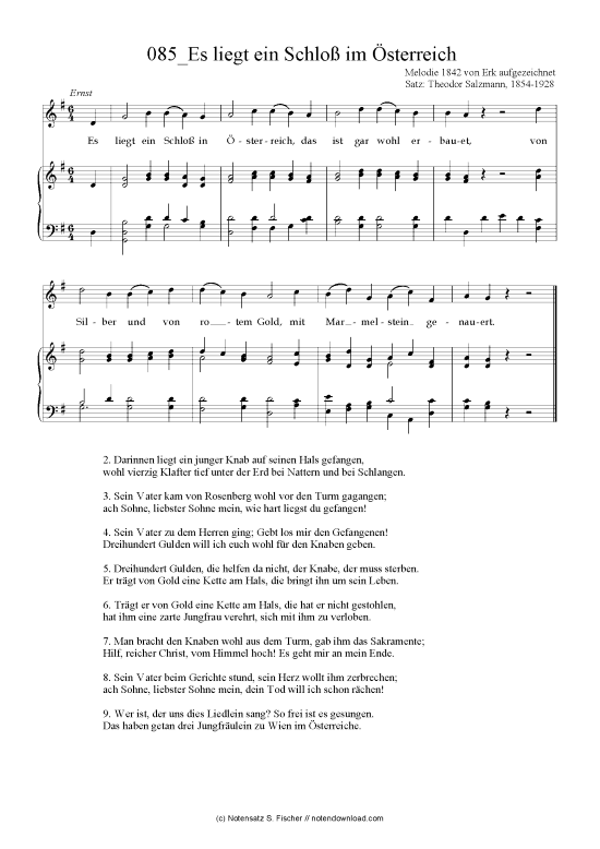 Product picture to: Es liegt ein Schloß im Österreich Melodie 1842 von Erk aufgezeichnet  