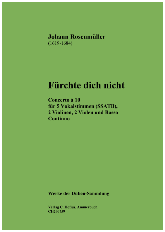 cover: Fürchte dich nicht - Concerto à 10, , Gemischtes Ensemble SSATB, 2 Violinen, 2 Violen und BC