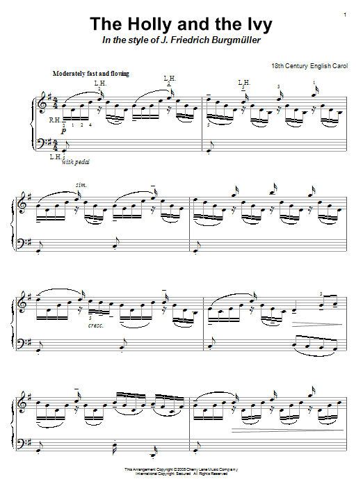 Product gallery: Page 1 of 1 The Holly And The Ivy (in the style of Burgmuller), 18th Century English Carol