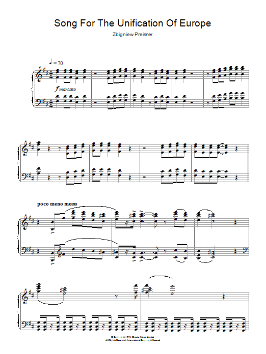 Product gallery: Page 1 of 1 Song For The Unification Of Europe (from Three Colours Blue), Zbigniew Preisner