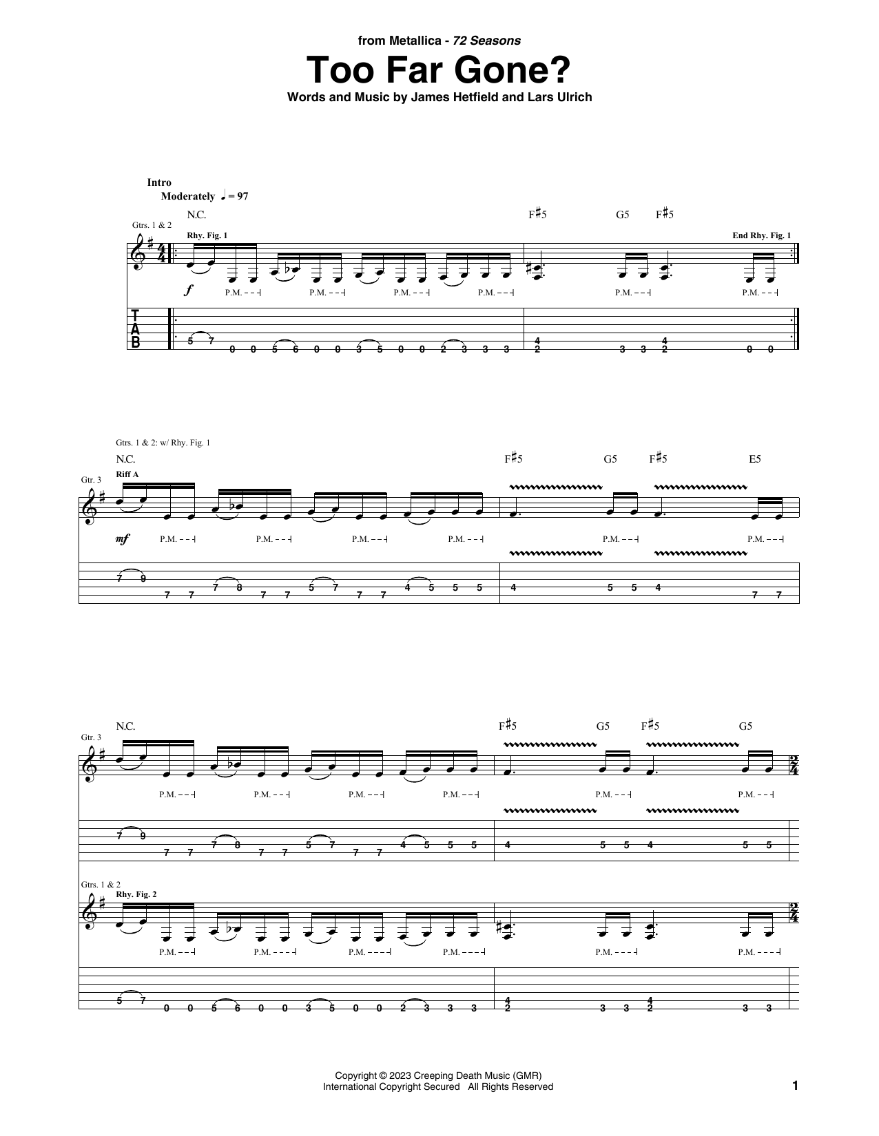 Produktgalerie: Seite 1 von 1 Too Far Gone?, Metallica, Gitarre
