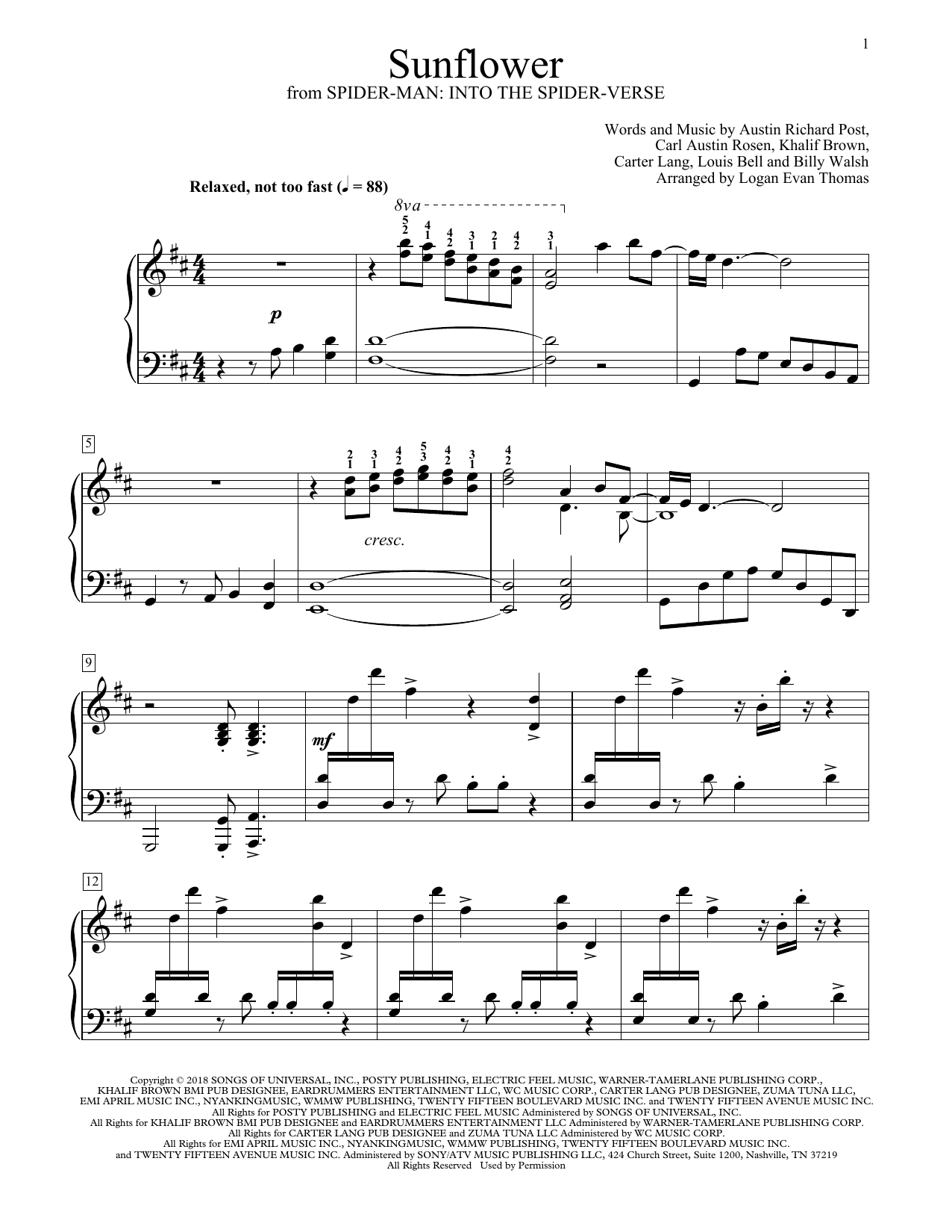 Produktbild zu: Sunflower (arr. Logan Evan Thomas)