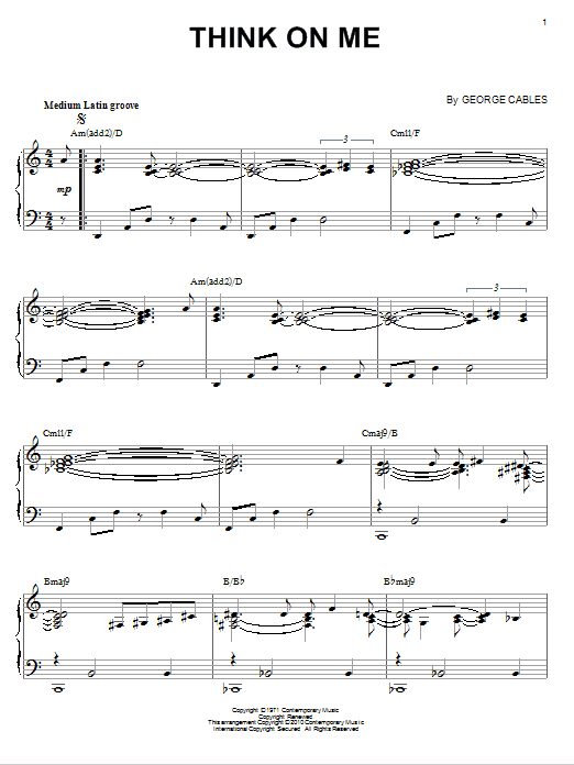 Product gallery: Page 1 of 1 Think On Me (arr. Brent Edstrom), George Cables