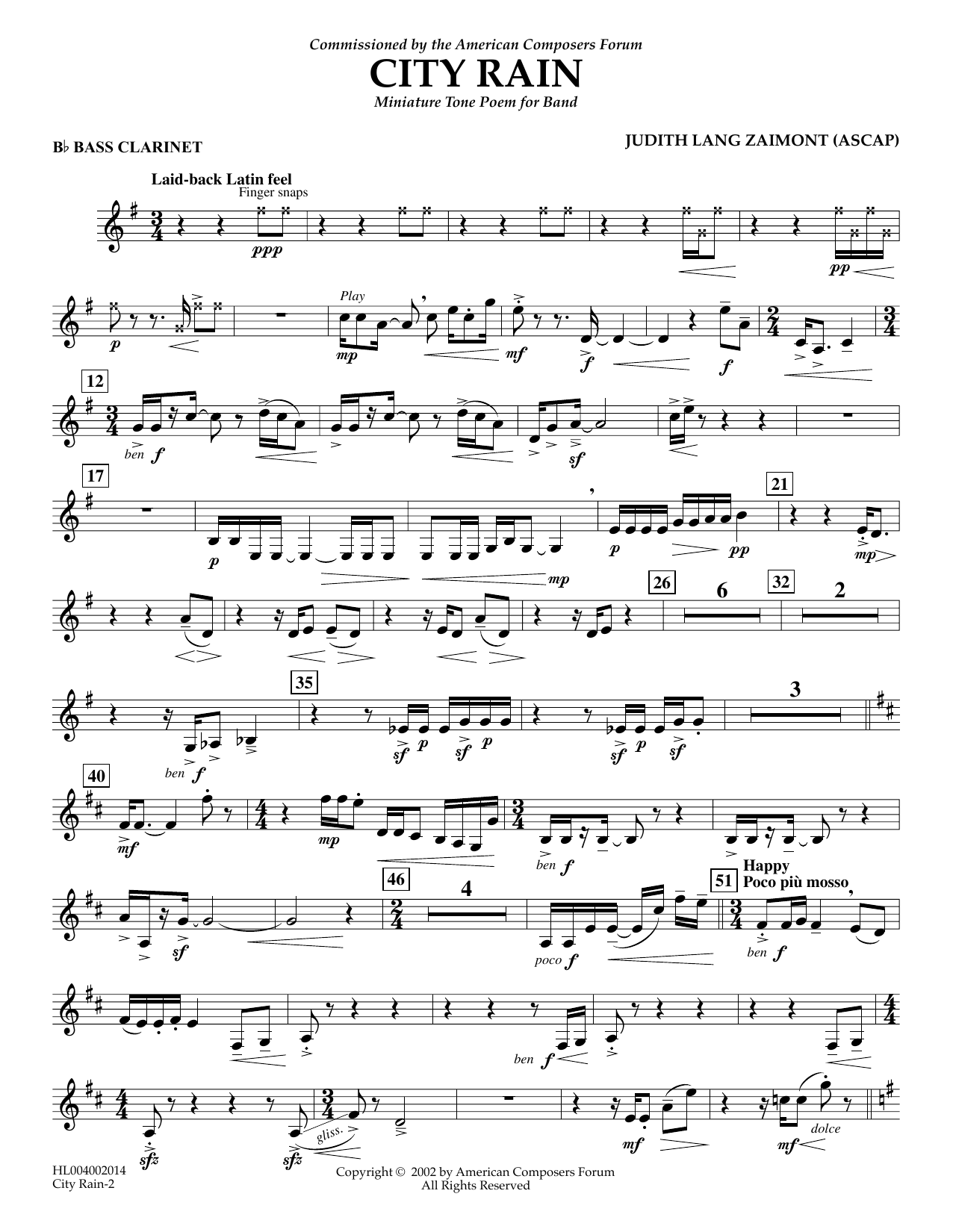Produktbild zu: City Rain - Bb Bass Clarinet