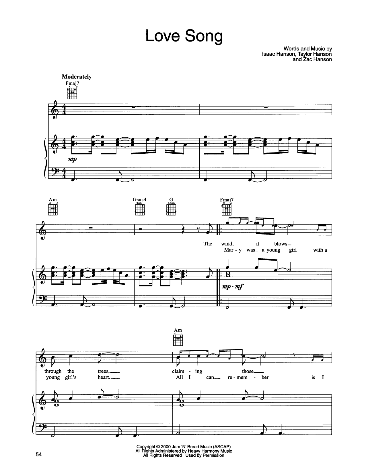 Produktgalerie: Seite 1 von 1 Love Song, Hanson, Gesang, Gitarre, Klavier