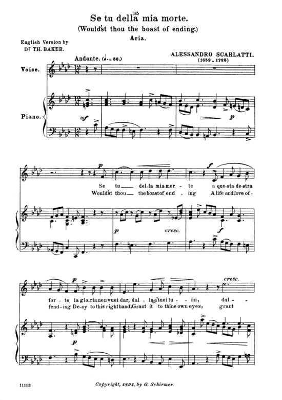 Product picture to: Se tu della mia morteAlessandro Scarlatti