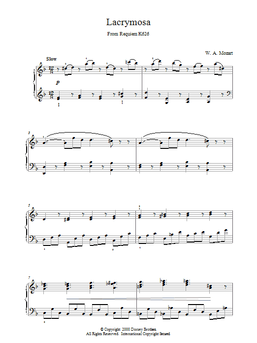 Product gallery: Page 1 of 1 Lacrymosa from Requiem Mass, Wolfgang Amadeus Mozart