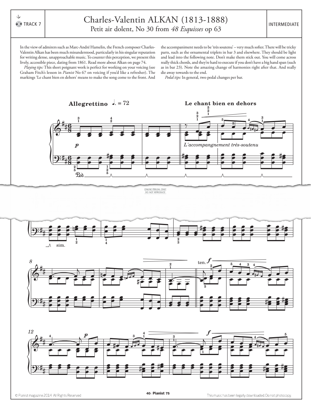 gallery: Petit air dolent, No.30 (from 'Esquisses Op.63'), Charles-Valentin Alkan, Klavier