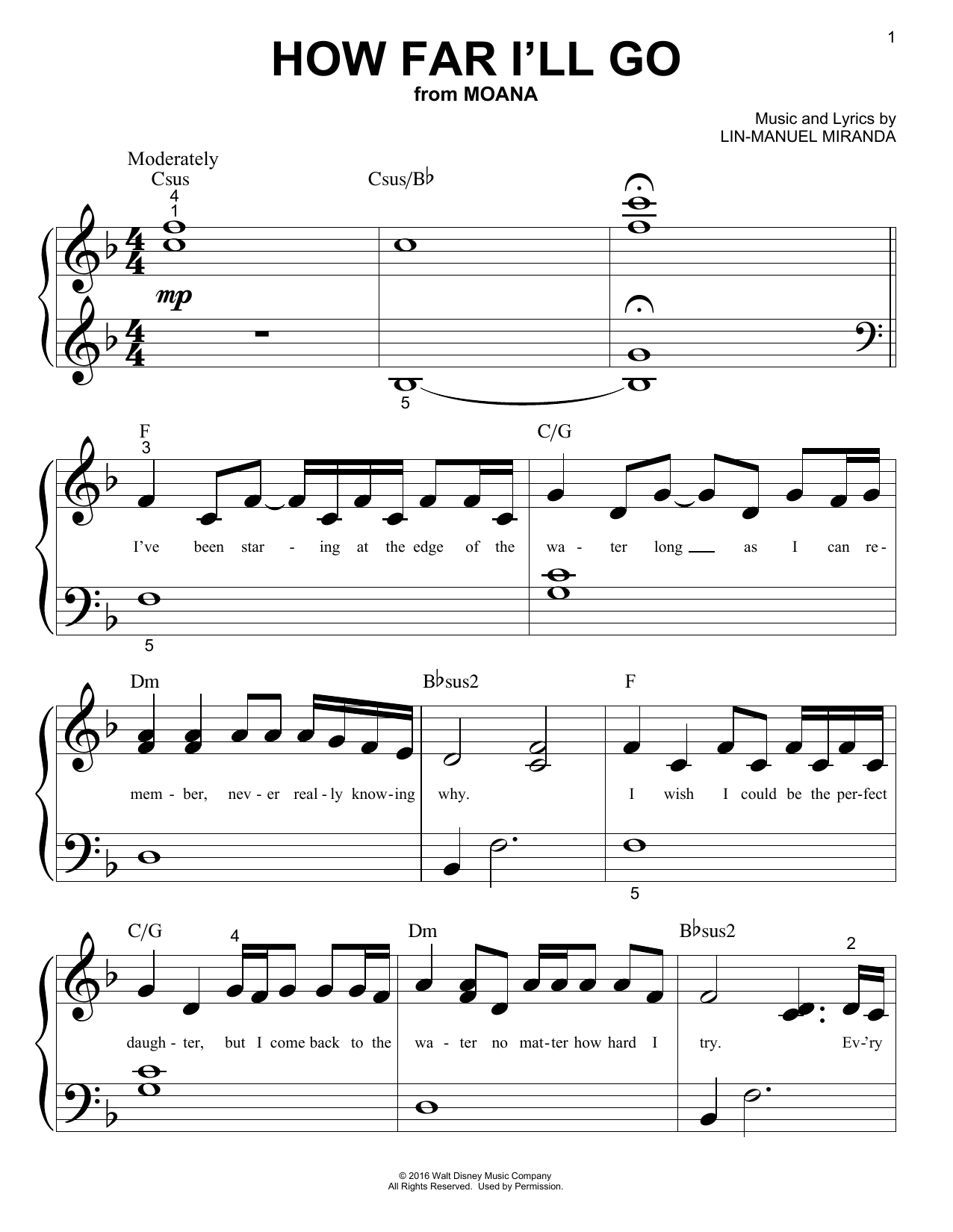 Product picture to: How Far I'll Go (from Moana)