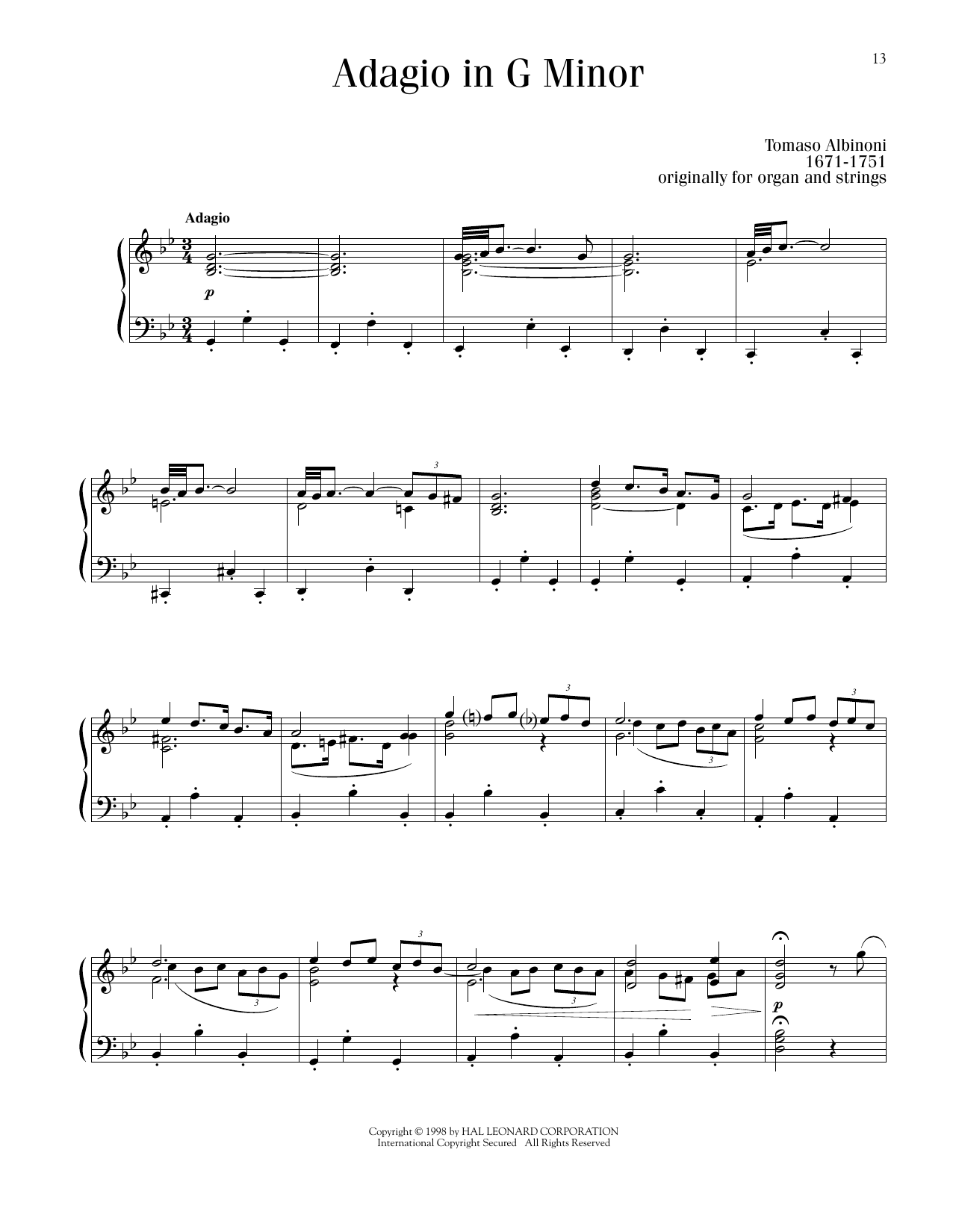 Produktbild zu: Adagio in G Minor