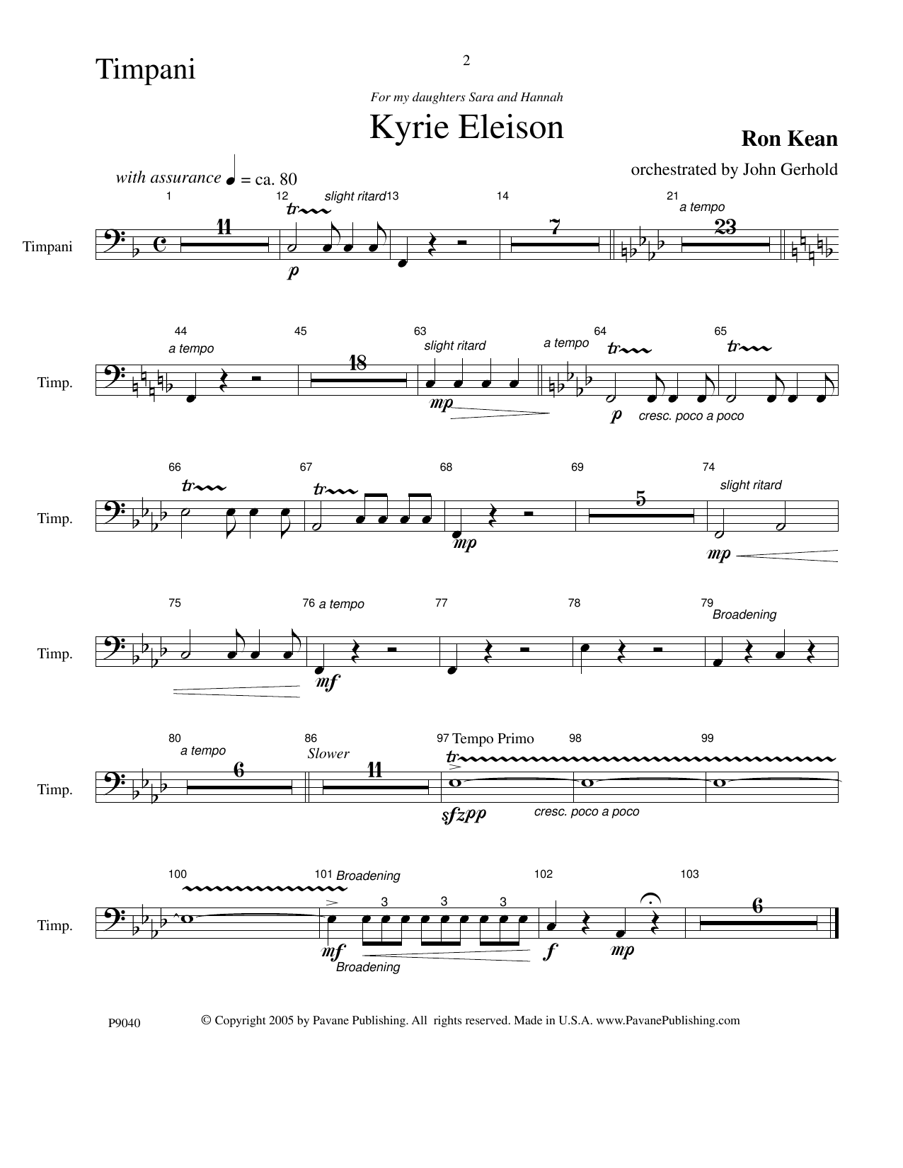 Product picture to: American Mass (Chamber Orchestra) (arr. John Gerhold) - Timpani