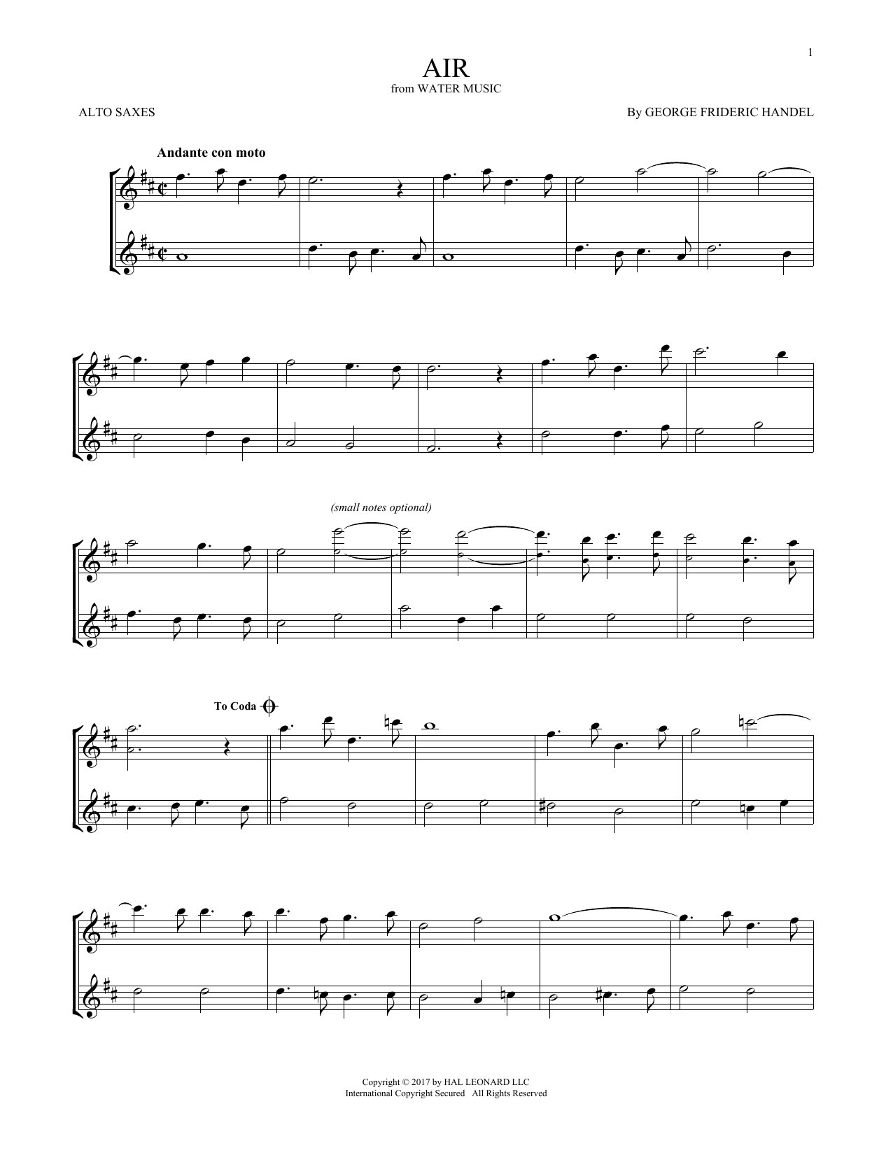 Product gallery: Page 1 of 1 Air, George Frideric Handel