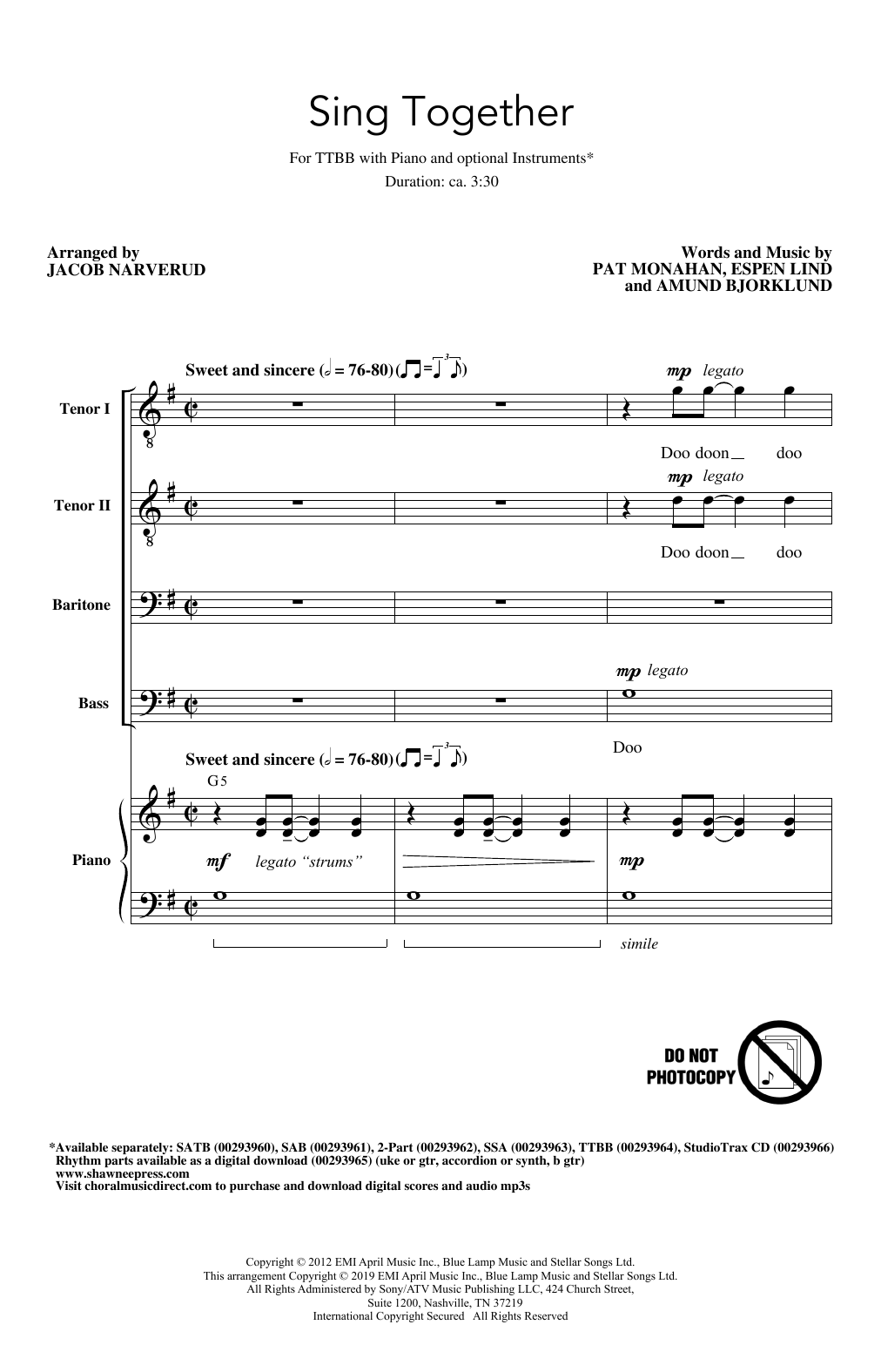 Product picture to: Sing Together (arr. Jacob Narverud)