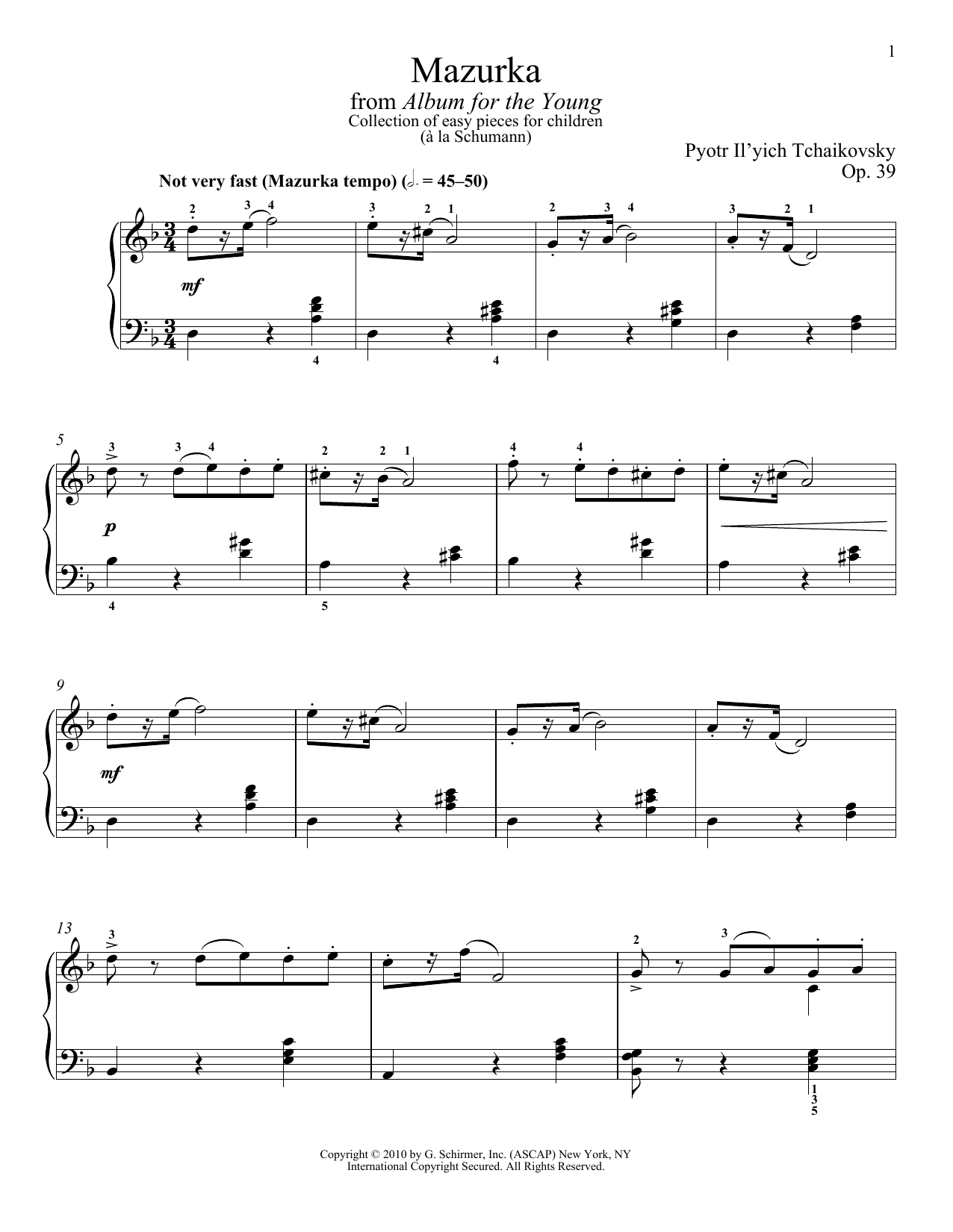 Product gallery: Page 1 of 1 Mazurka, Pyotr Il'yich Tchaikovsky