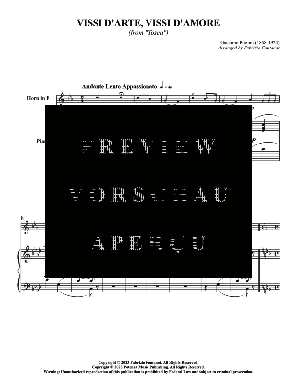 Produktgalerie: Seite 5 von 9 Vissi d´arte, vissi d´amore, , (Horn in F und Klavier)