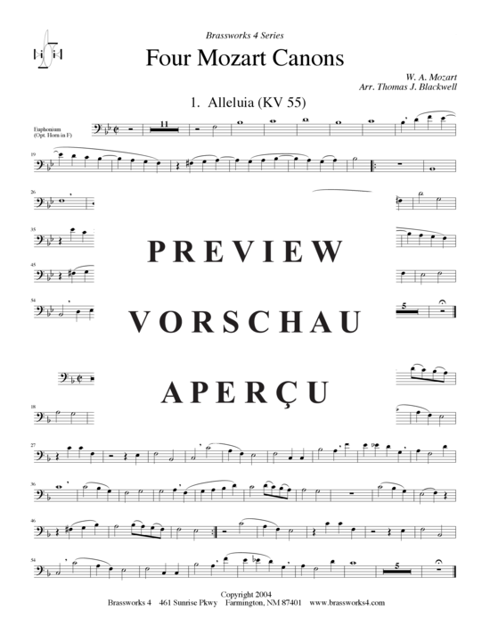 Produktgalerie: Seite 8 von 15 Vier Mozart Kanons, , (2xTrompete in B/C, Horn in F, Posaune)