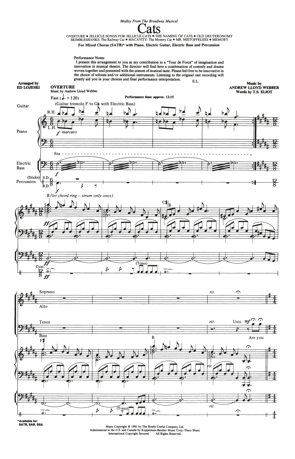 Produktbild zu: Cats (Medley) (arr. Ed Lojeski)