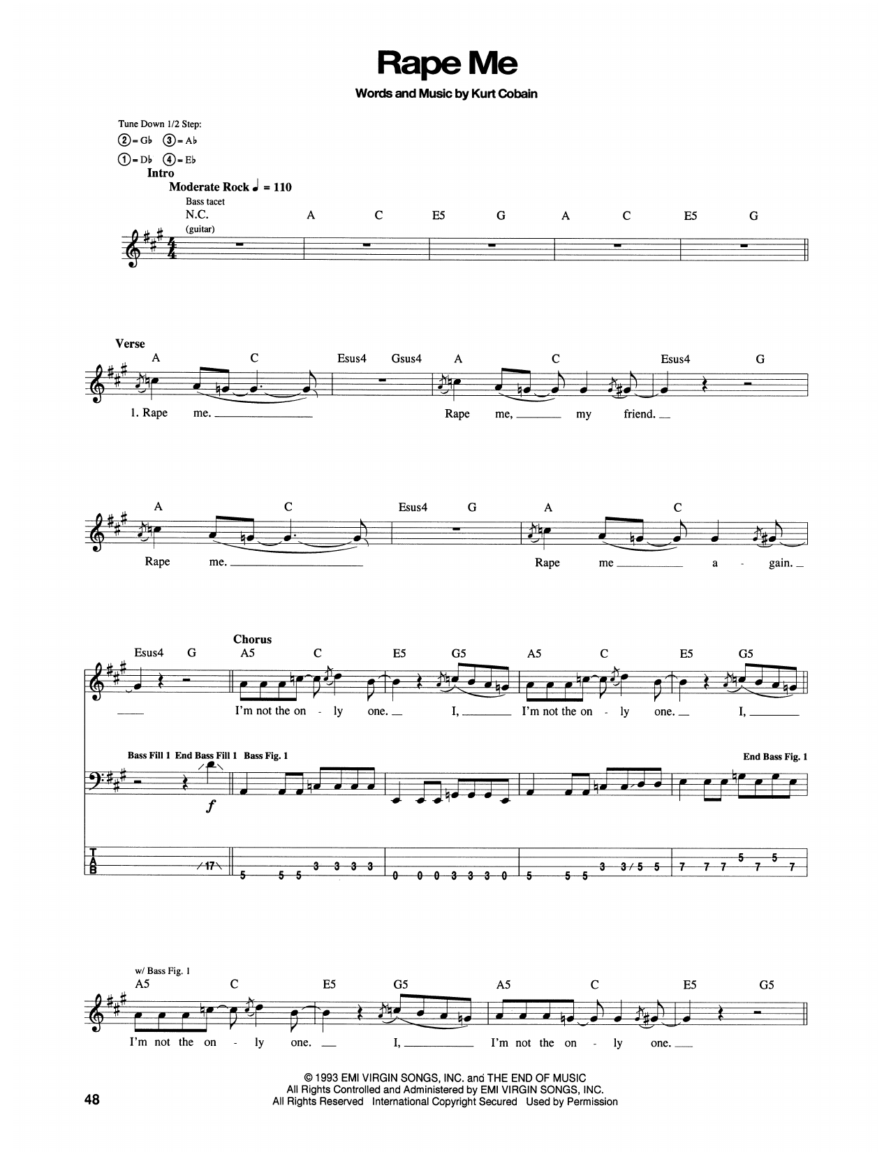 Produktgalerie: Seite 1 von 1 Rape Me, Nirvana, E-Bass