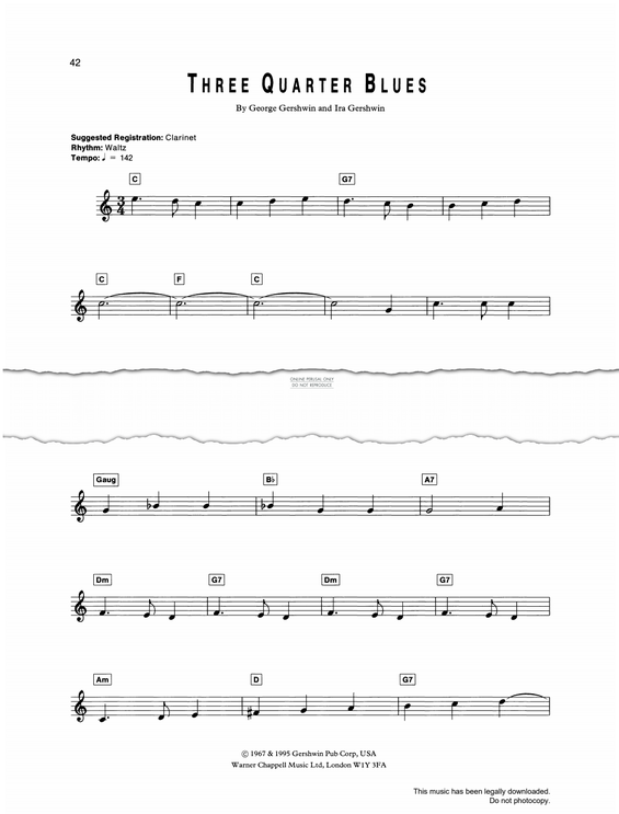 Produktgalerie: Seite 1 von 1 Three Quarter Blues, George Gershwin, Keyboard