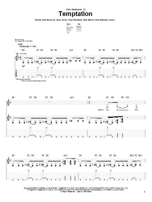 Produktgalerie: Seite 1 von 1 Temptation, Godsmack, Gitarre