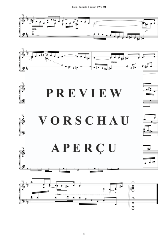 Product gallery: Page 9 of 9 Fugue in B minor BWV 951, , Solo Piano