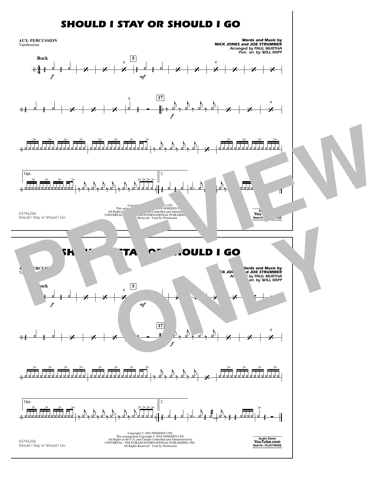 Product gallery: Page 1 of 1 Should I Stay Or Should I Go - Aux Percussion, Will Rapp, Joe Strummer, The Clash, Mick Jones