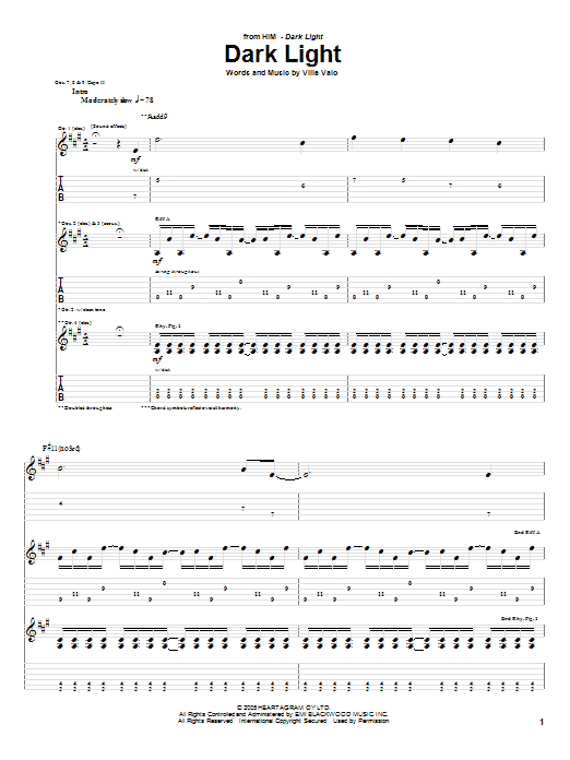 Produktgalerie: Seite 1 von 1 Dark Light, HIM, Gitarre